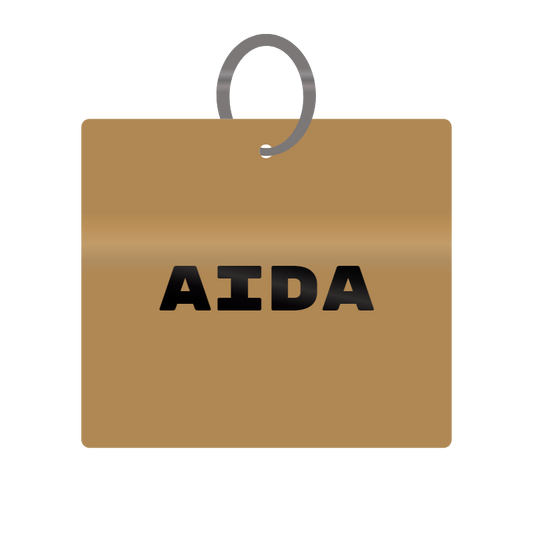 Aida Engraved on Keychain in MDF 4cm x 4cm x 3mm