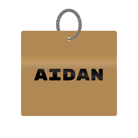 Aidan Engraved on Keychain in MDF 4cm x 4cm x 3mm