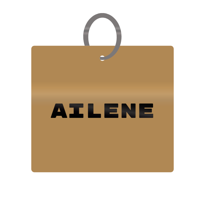 Ailene Engraved on Keychain in MDF 4cm x 4cm x 3mm