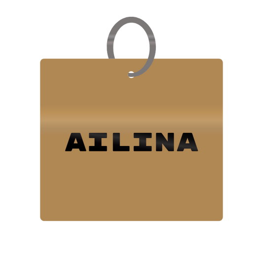 Ailina Engraved on Keychain in MDF 4cm x 4cm x 3mm