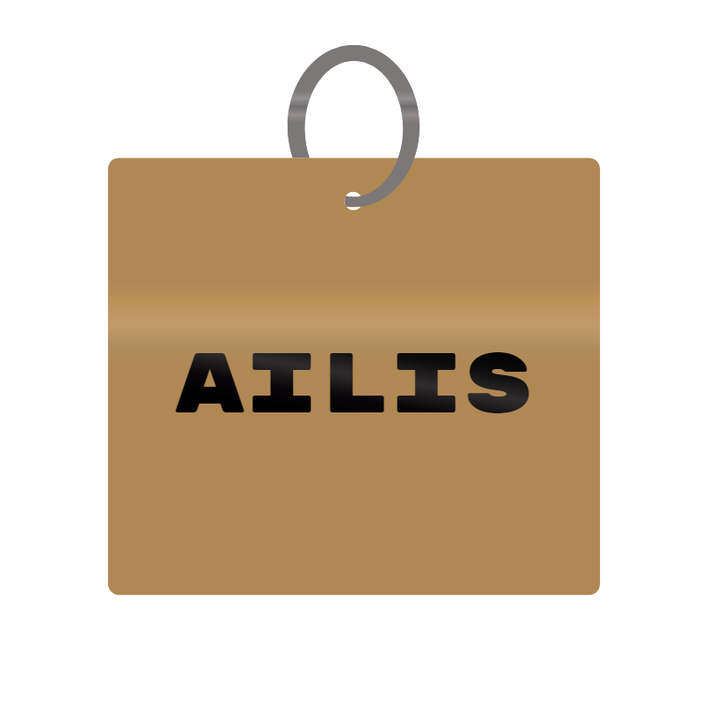 Ailis Engraved on Keychain in MDF 4cm x 4cm x 3mm