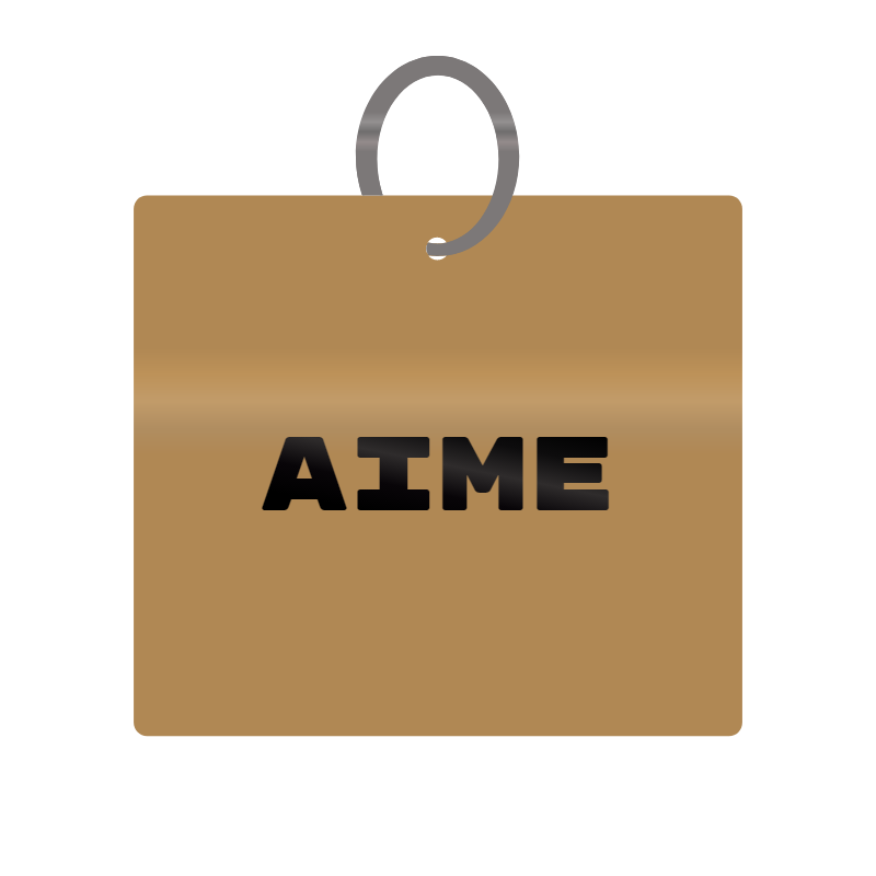 Aime Engraved on Keychain in MDF 4cm x 4cm x 3mm