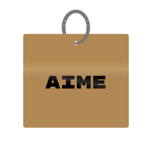 Aime Engraved on Keychain in MDF 4cm x 4cm x 3mm