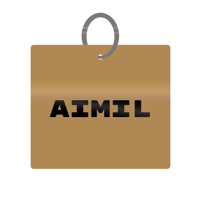 Aimil Engraved on Keychain in MDF 4cm x 4cm x 3mm