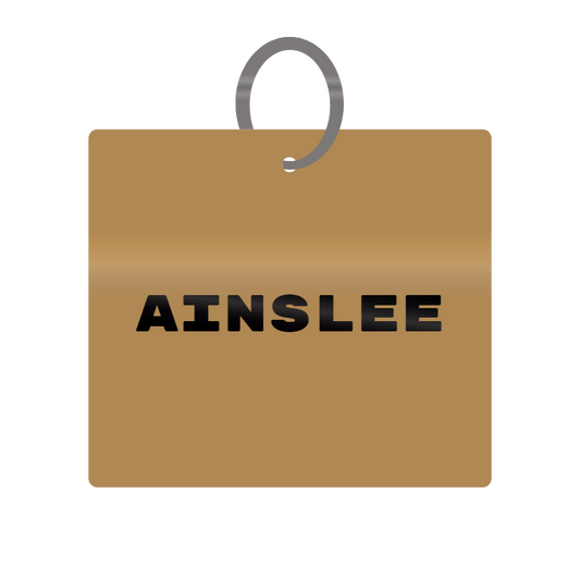 Ainslee Engraved on Keychain in MDF 4cm x 4cm x 3mm