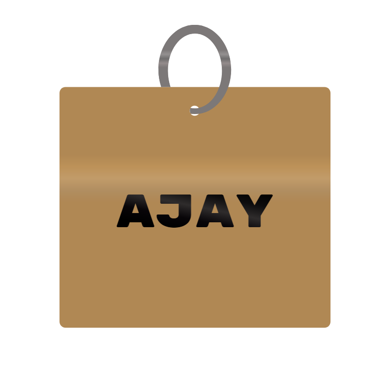 Ajay Engraved on Keychain in MDF 4cm x 4cm x 3mm