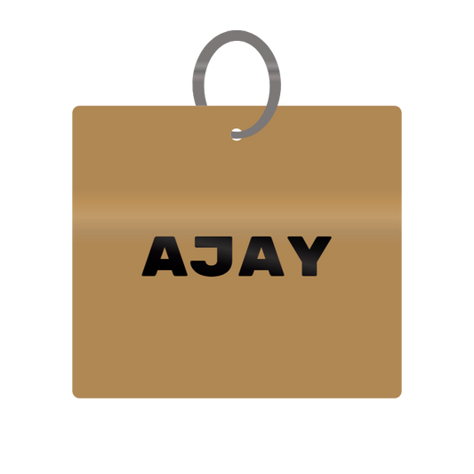 Ajay Engraved on Keychain in MDF 4cm x 4cm x 3mm