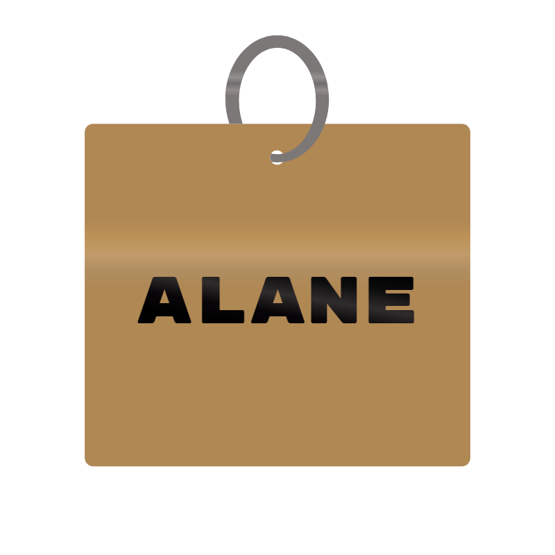 Alane Engraved on Keychain in MDF 4cm x 4cm x 3mm