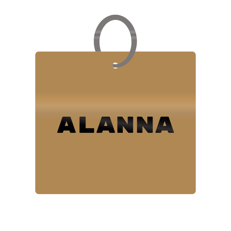 Alanna Engraved on Keychain in MDF 4cm x 4cm x 3mm