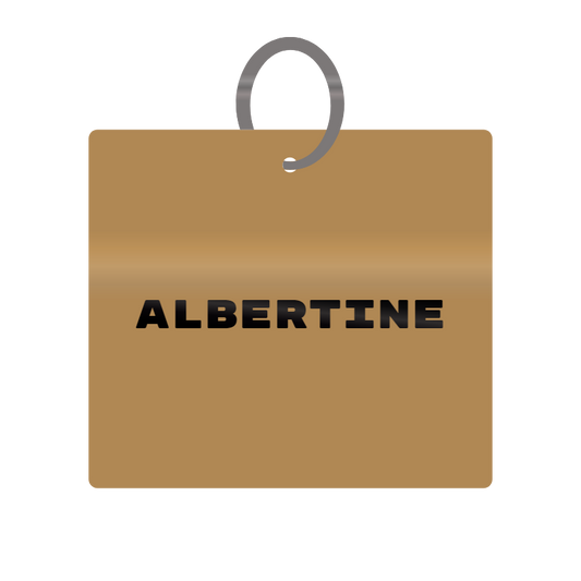 Albertine Engraved on Keychain in MDF 4cm x 4cm x 3mm