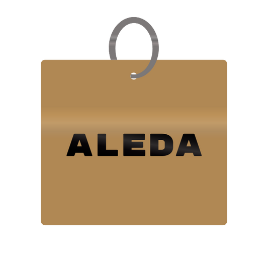 Aleda Engraved on Keychain in MDF 4cm x 4cm x 3mm