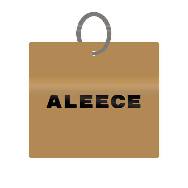 Aleece Engraved on Keychain in MDF 4cm x 4cm x 3mm