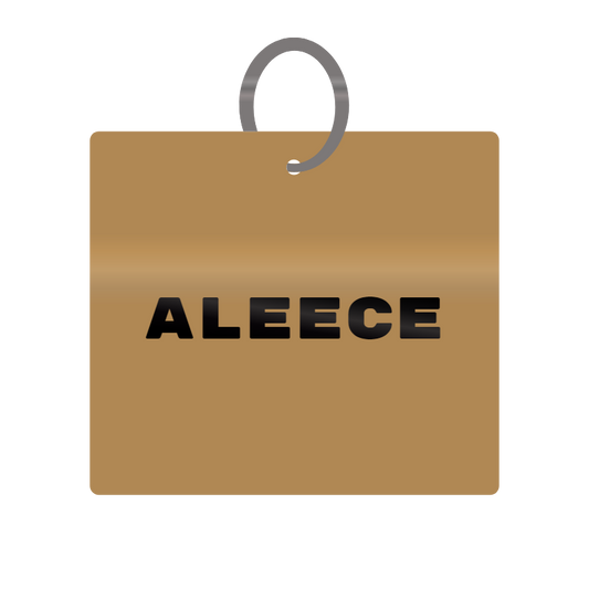 Aleece Engraved on Keychain in MDF 4cm x 4cm x 3mm