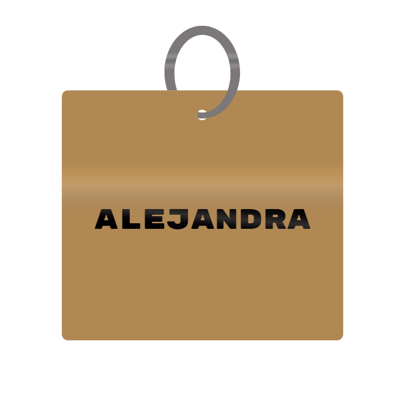 Alejandra Engraved on Keychain in MDF 4cm x 4cm x 3mm