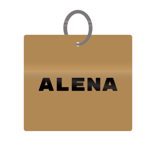 Alena Engraved on Keychain in MDF 4cm x 4cm x 3mm