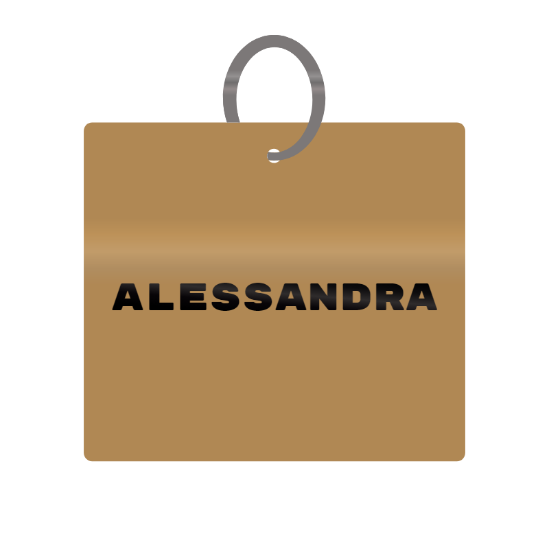 Alessandra Engraved on Keychain in MDF 4cm x 4cm x 3mm