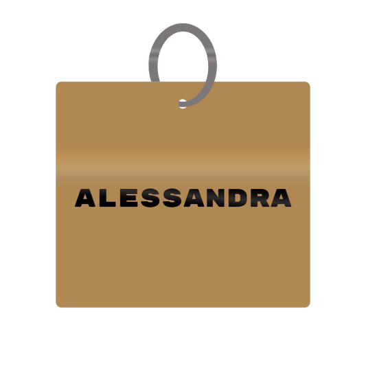 Alessandra Engraved on Keychain in MDF 4cm x 4cm x 3mm