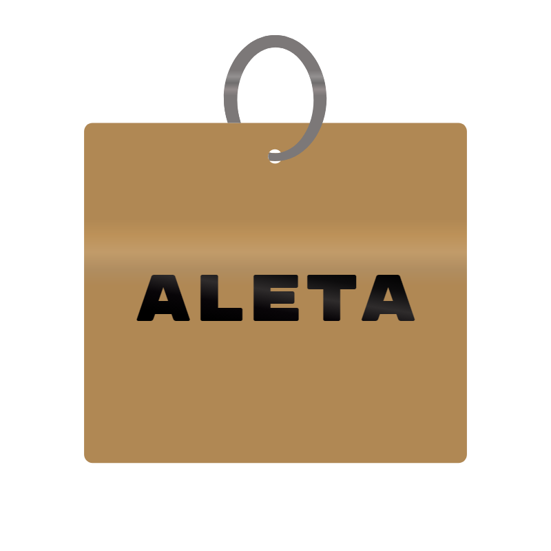 Aleta Engraved on Keychain in MDF 4cm x 4cm x 3mm