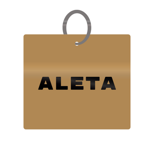 Aleta Engraved on Keychain in MDF 4cm x 4cm x 3mm