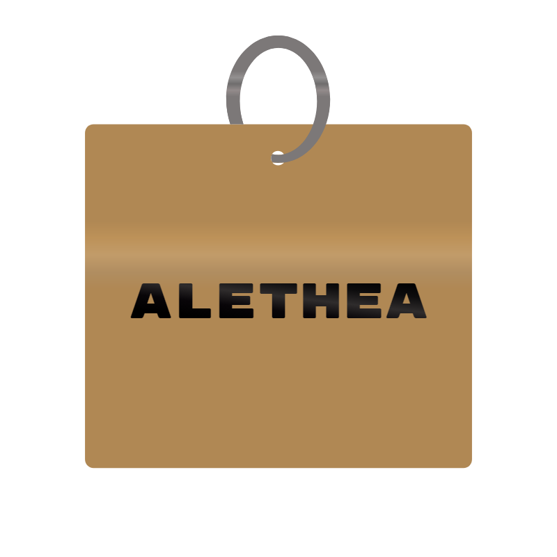 Alethea Engraved on Keychain in MDF 4cm x 4cm x 3mm