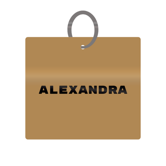 Alexandra Engraved on Keychain in MDF 4cm x 4cm x 3mm