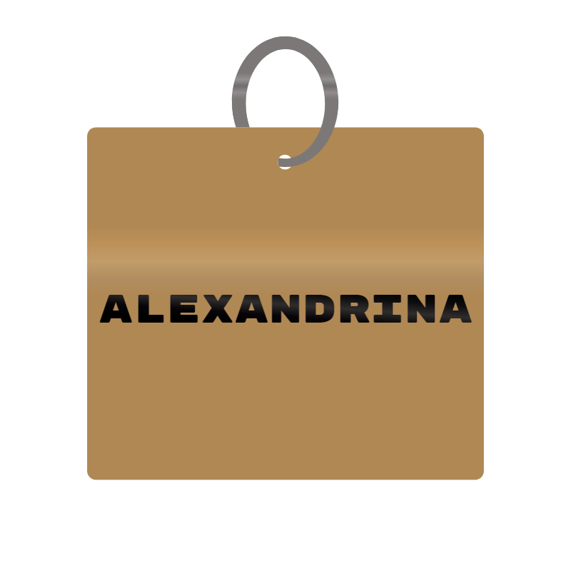 Alexandrina Engraved on Keychain in MDF 4cm x 4cm x 3mm