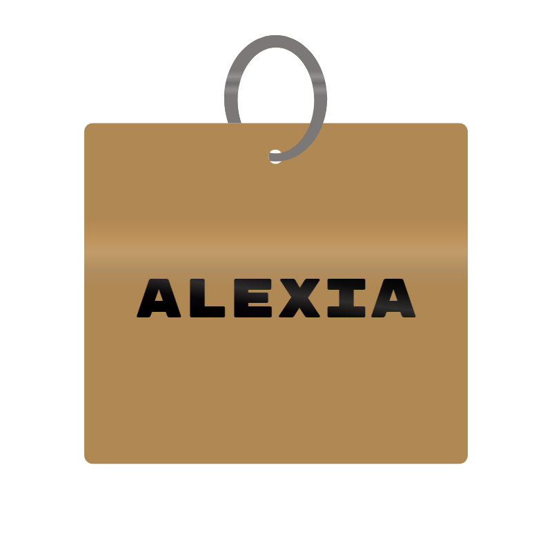 Alexia Engraved on Keychain in MDF 4cm x 4cm x 3mm