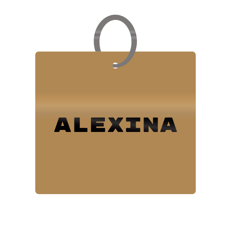 Alexina Engraved on Keychain in MDF 4cm x 4cm x 3mm