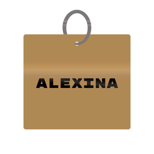 Alexina Engraved on Keychain in MDF 4cm x 4cm x 3mm