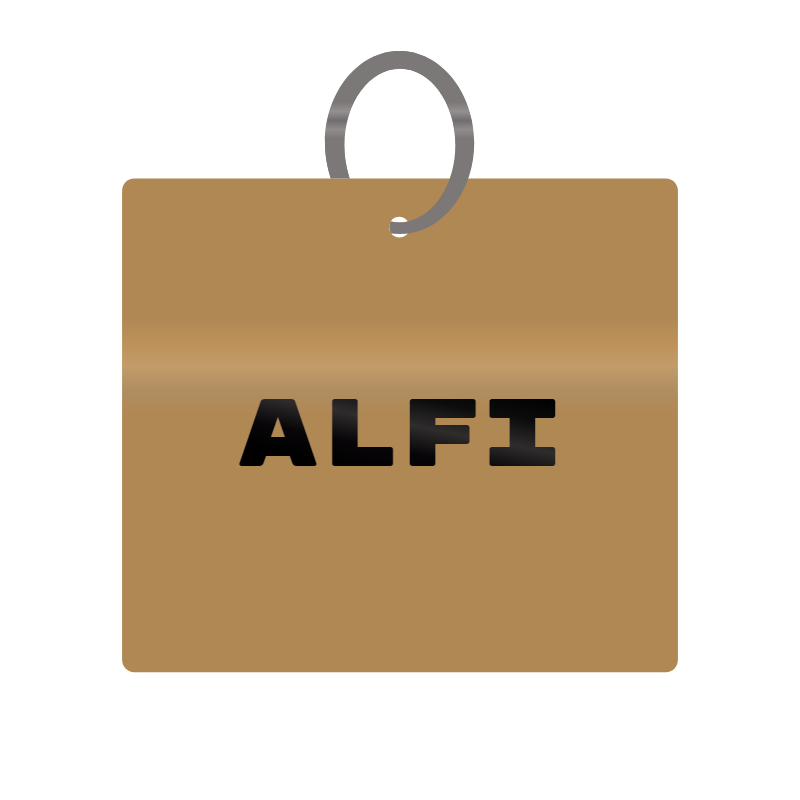 Alfi Engraved on Keychain in MDF 4cm x 4cm x 3mm