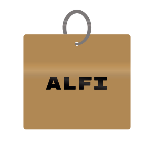 Alfi Engraved on Keychain in MDF 4cm x 4cm x 3mm