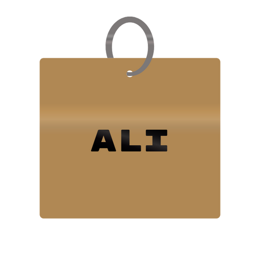 Ali Engraved on Keychain in MDF 4cm x 4cm x 3mm