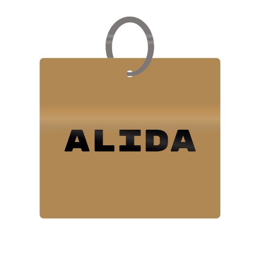 Alida Engraved on Keychain in MDF 4cm x 4cm x 3mm