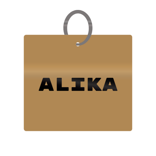 Alika Engraved on Keychain in MDF 4cm x 4cm x 3mm