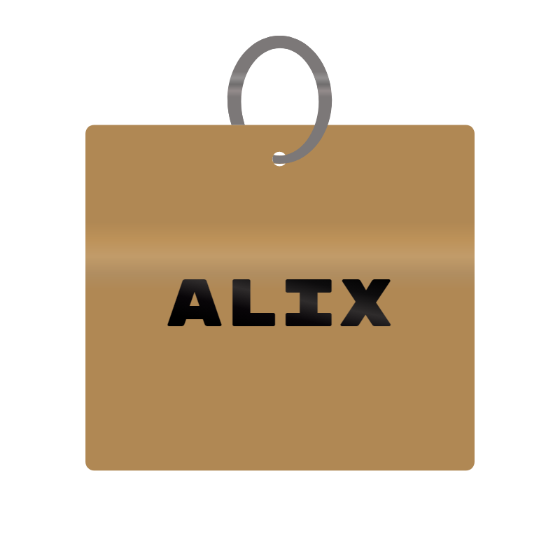 Alix Engraved on Keychain in MDF 4cm x 4cm x 3mm