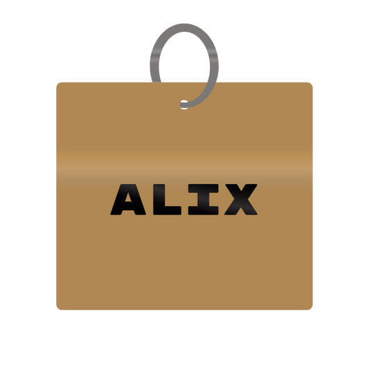 Alix Engraved on Keychain in MDF 4cm x 4cm x 3mm