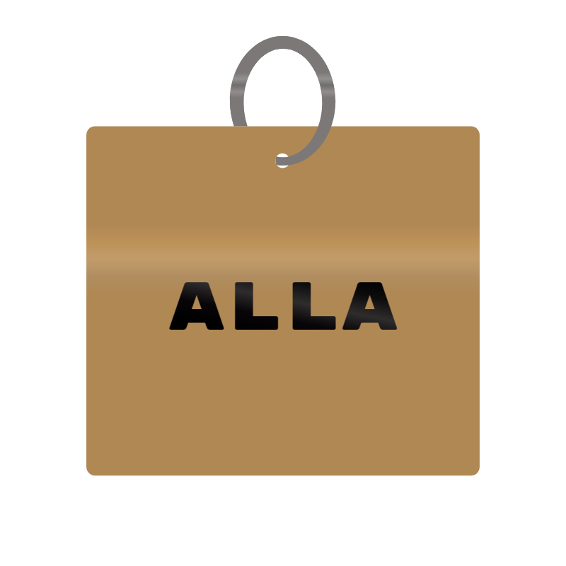 Alla Engraved on Keychain in MDF 4cm x 4cm x 3mm