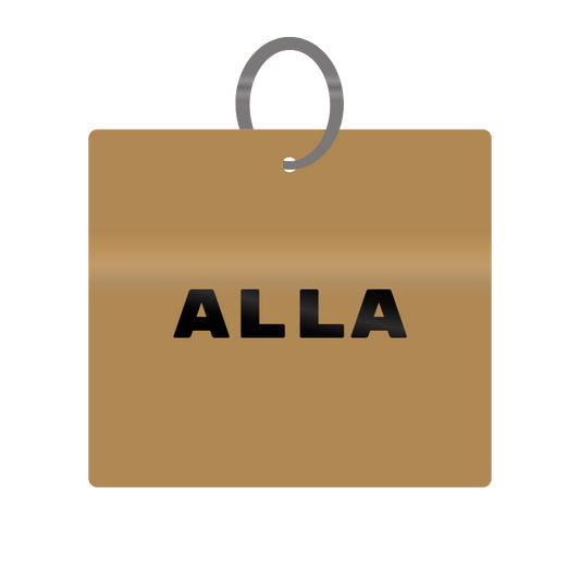 Alla Engraved on Keychain in MDF 4cm x 4cm x 3mm