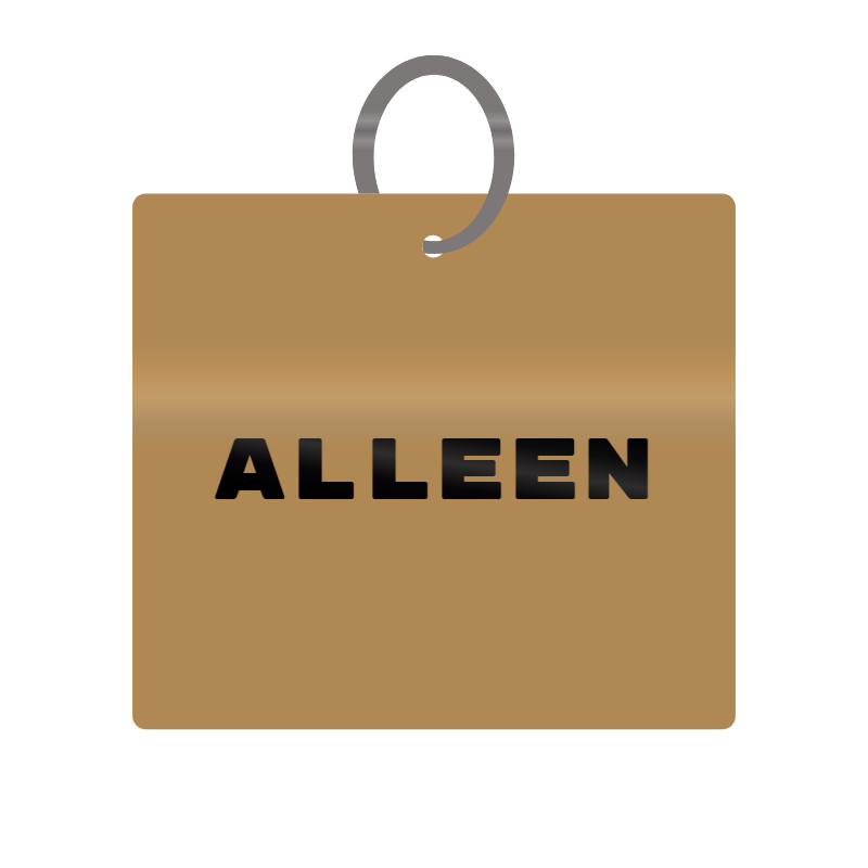 Alleen Engraved on Keychain in MDF 4cm x 4cm x 3mm