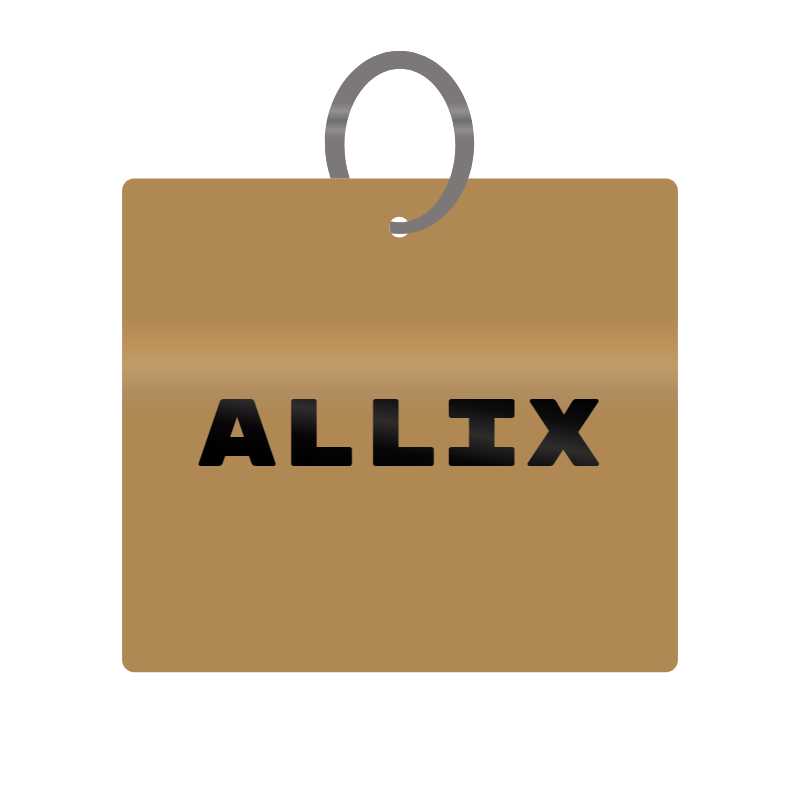 Allix Engraved on Keychain in MDF 4cm x 4cm x 3mm