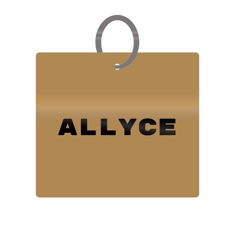 Allyce Engraved on Keychain in MDF 4cm x 4cm x 3mm