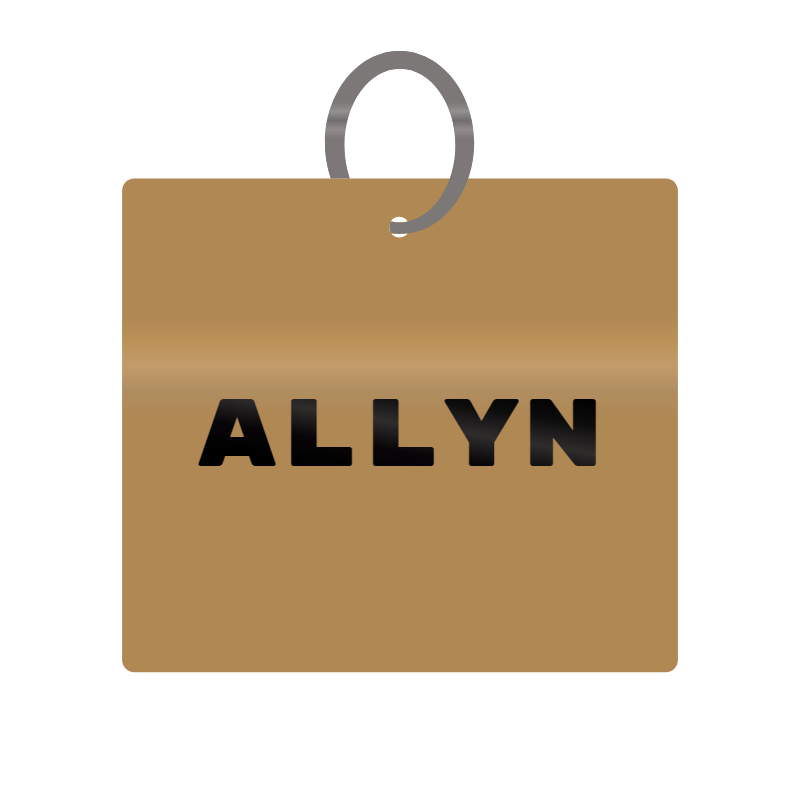 Allyn Engraved on Keychain in MDF 4cm x 4cm x 3mm