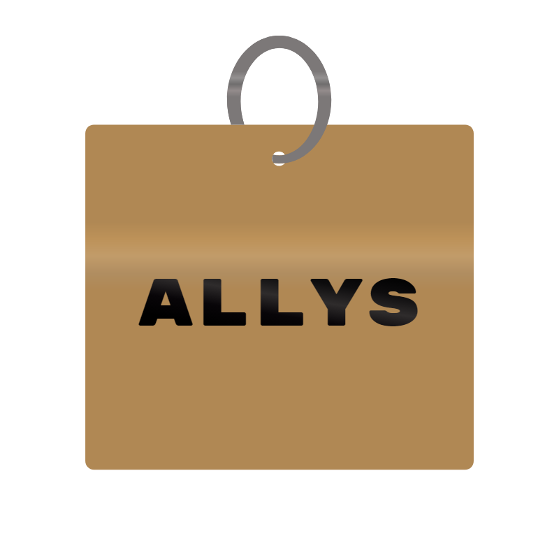 Allys Engraved on Keychain in MDF 4cm x 4cm x 3mm