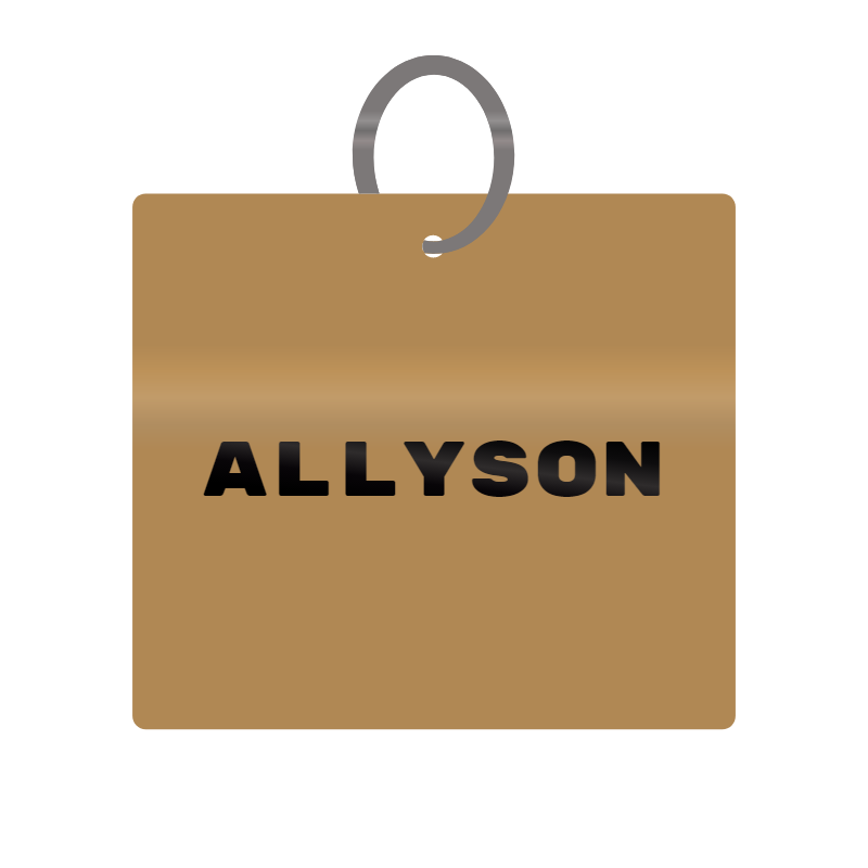 Allyson Engraved on Keychain in MDF 4cm x 4cm x 3mm