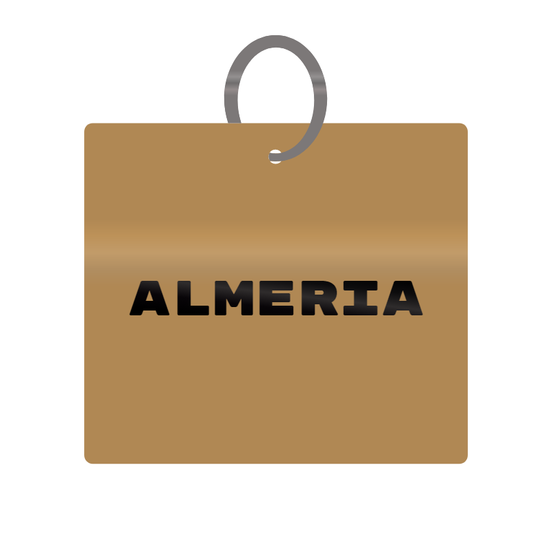 Almeria Engraved on Keychain in MDF 4cm x 4cm x 3mm