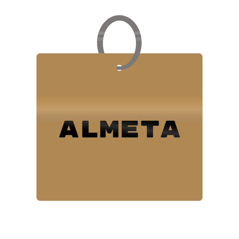 Almeta Engraved on Keychain in MDF 4cm x 4cm x 3mm