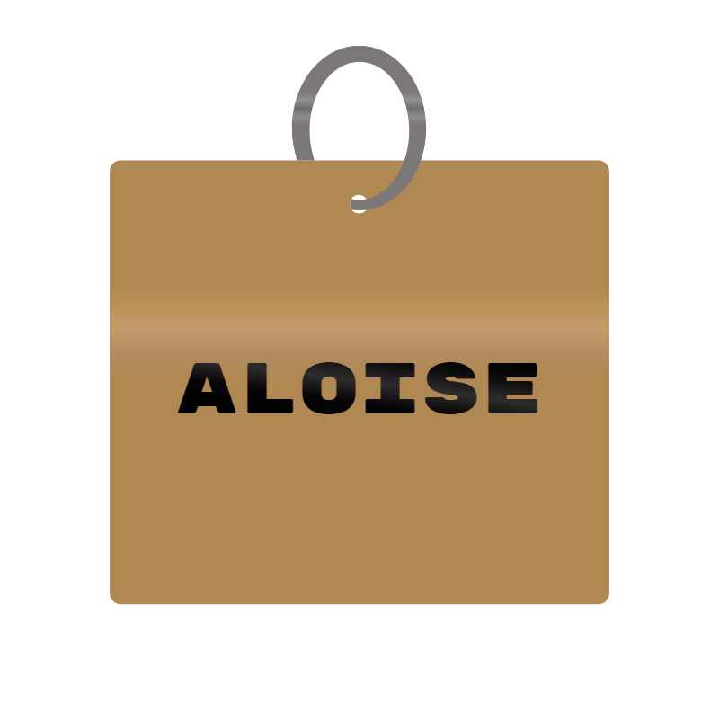 Aloise Engraved on Keychain in MDF 4cm x 4cm x 3mm