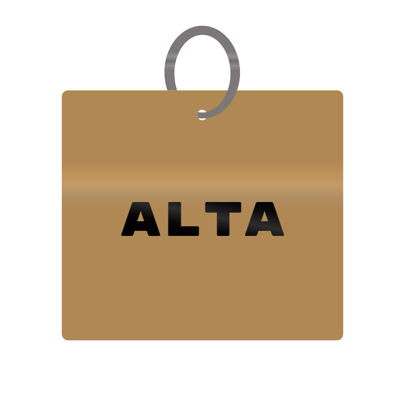 Alta Engraved on Keychain in MDF 4cm x 4cm x 3mm