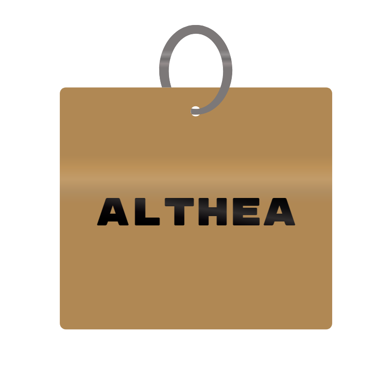 Althea Engraved on Keychain in MDF 4cm x 4cm x 3mm