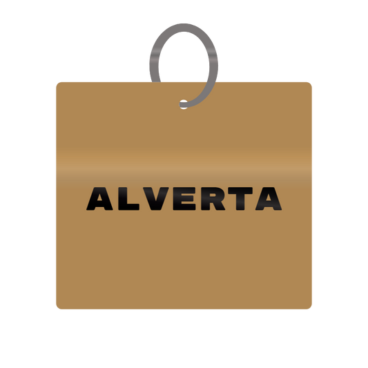 Alverta Engraved on Keychain in MDF 4cm x 4cm x 3mm